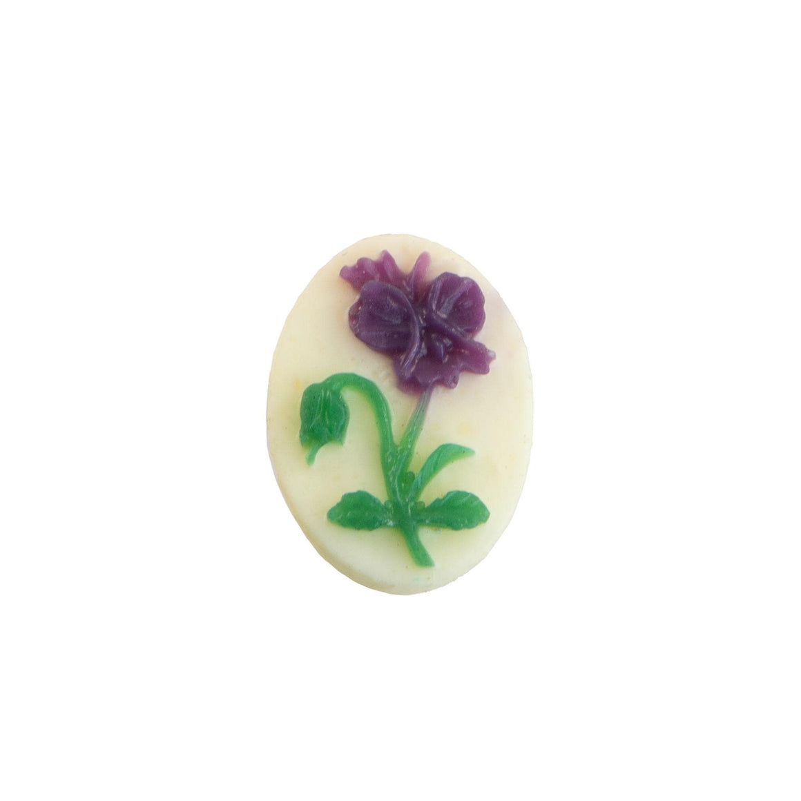 14x10mm Purple Violet Flower Acrylic Oval Cameos (4)