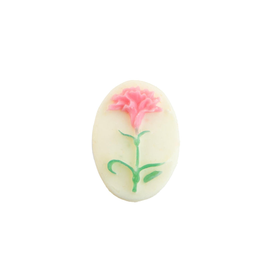 14x10mm Pink Carnation Flower Acrylic Oval Cameos (4)