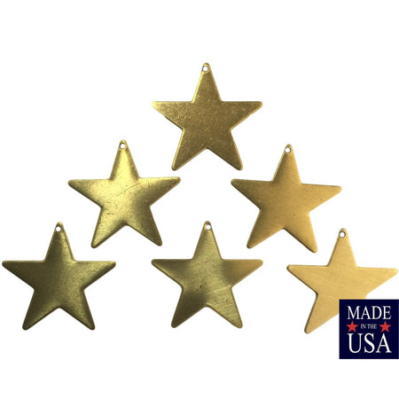 1 Hole Raw Brass Flat Star Pendant Charm 25mm (6) mtl161D