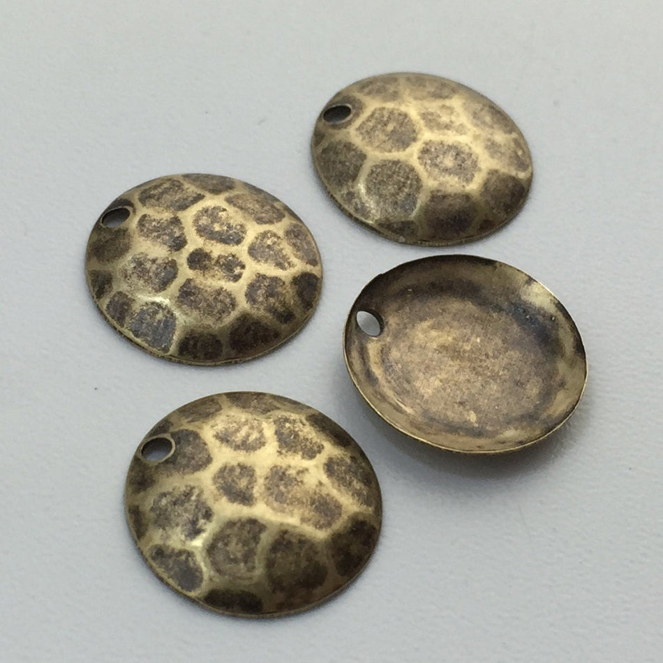 1 Hole Brass Ox Plated Hammered Dapped Charm Drop 13mm (8) mtl425C