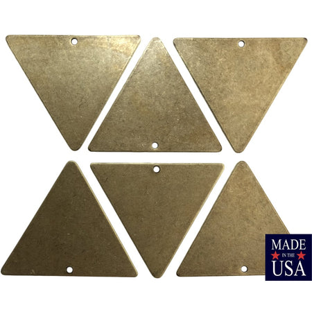 1 Bottom Hole Brass Ox Geometric Triangle Pendant Charm 37mm (4) mtl443B
