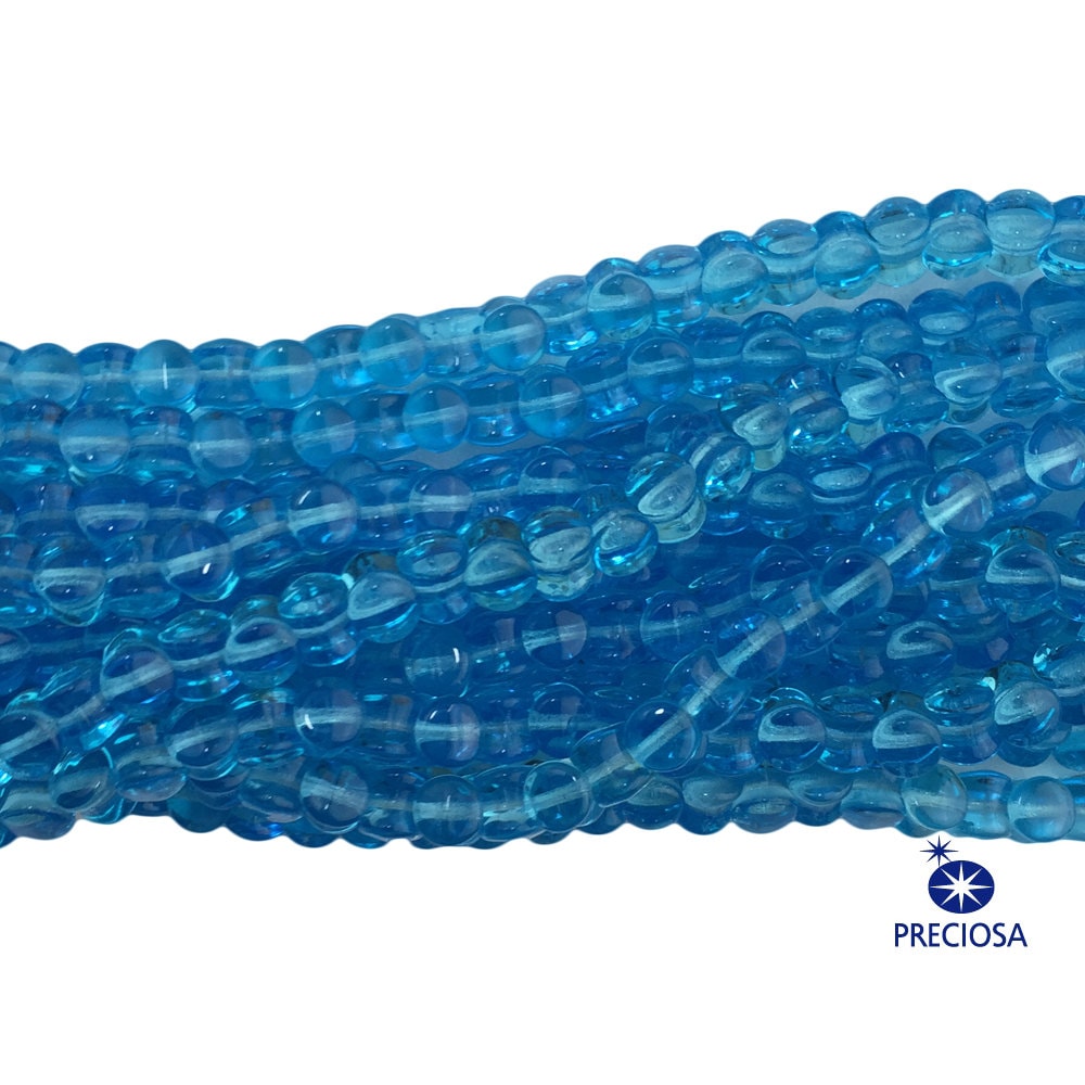 6x4mm Aqua Preciosa Czech Pellet Glass Beads (50)