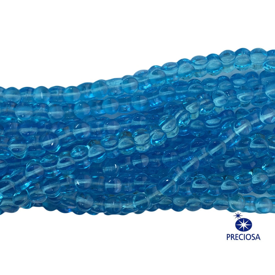 6x4mm Aqua Preciosa Czech Pellet Glass Beads (50)
