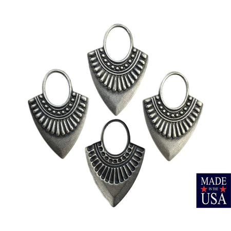 Matte Silver Ox Open Loop Teardrop Hoop Tribal Pendant (4) mtl403L