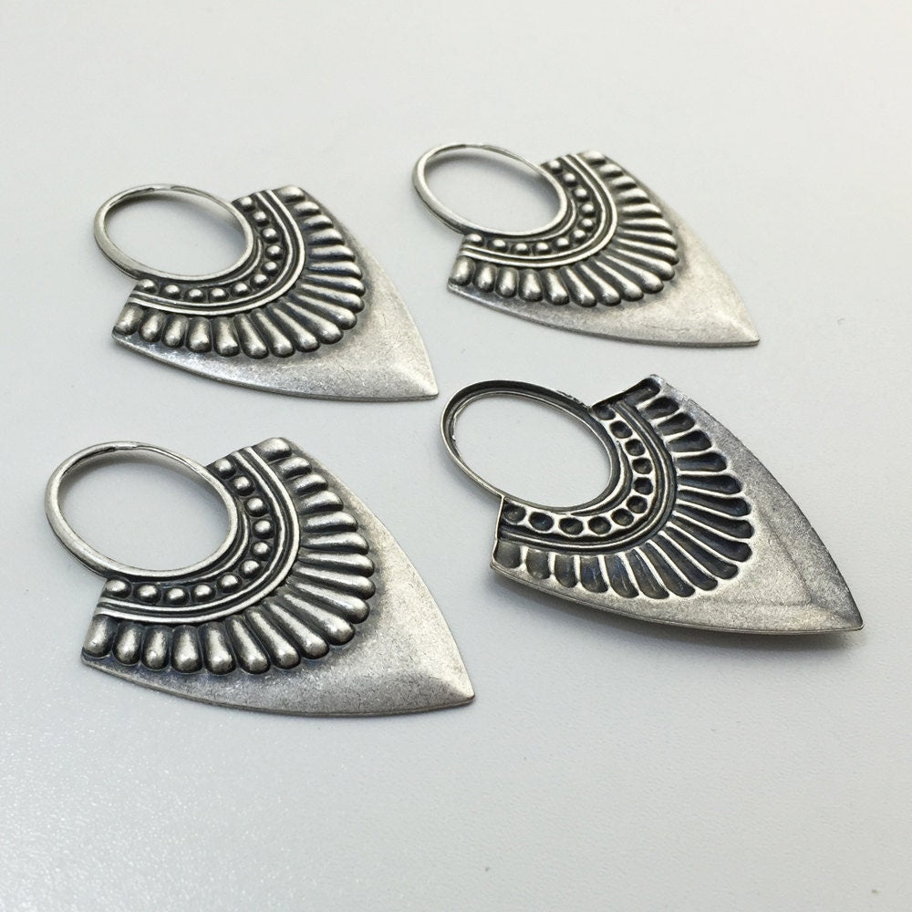 Matte Silver Ox Open Loop Teardrop Hoop Tribal Pendant (4) mtl403L