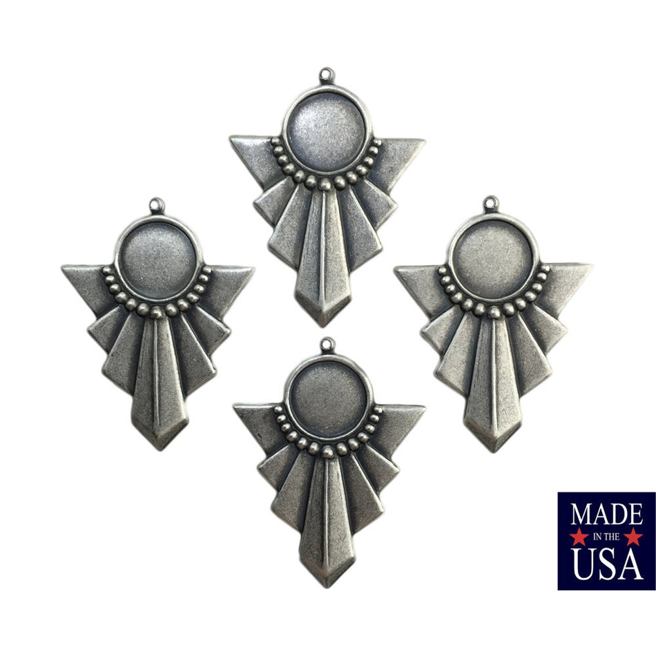 1 Loop Matte Silver Ox Swag Pendant with 13mm Setting (4) pnd022J