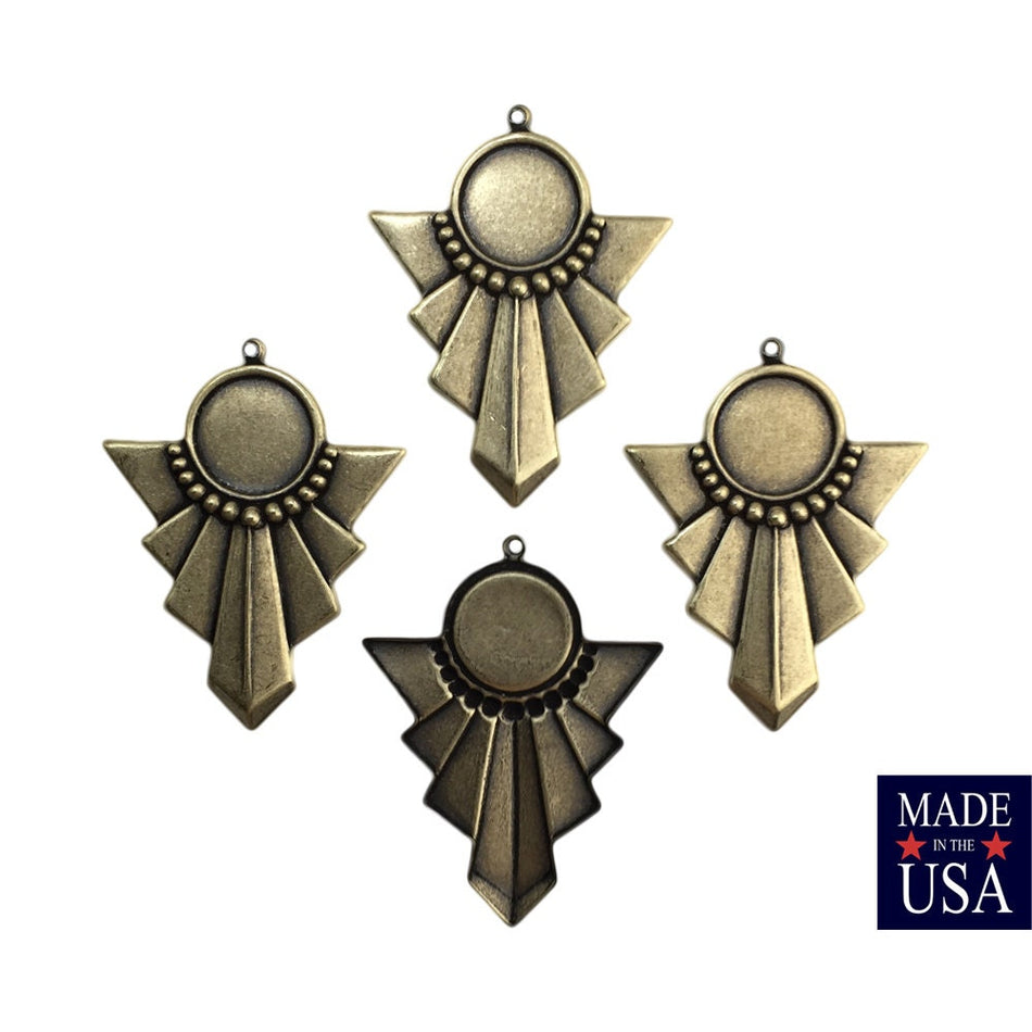 1 Loop Brass Ox Swag Pendant with 13mm Setting 45x35mm (4) pnd022D