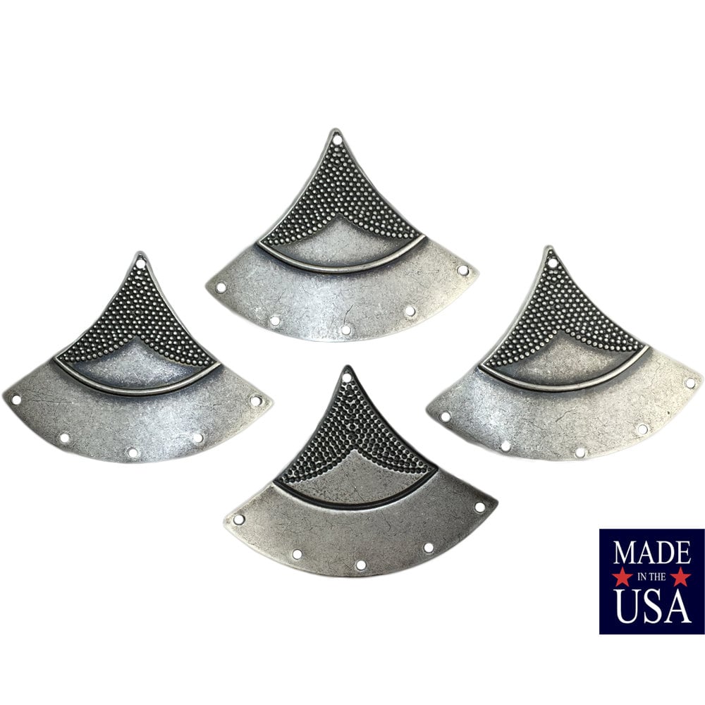 6 Hole Sterling Silver Ox Dapped Triangle Tribal Pendant Connector (4) mtl180G