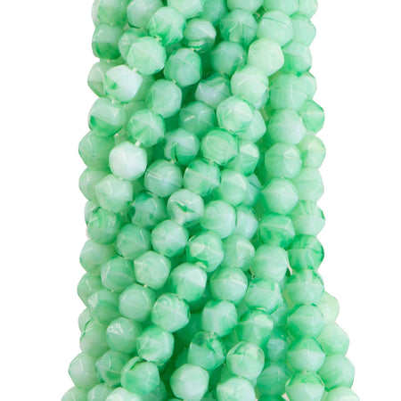 3mm Mint Green Faceted Round Japanese Glass Bead Strand