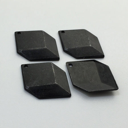 1 Hole Matte Black Plated Geometric Square Charms Drops 22x16mm (6)