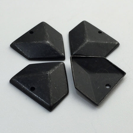1 Hole Matte Black Plated Plated Geometric Triangle Charms Drops 18x18mm (6) mtl076K