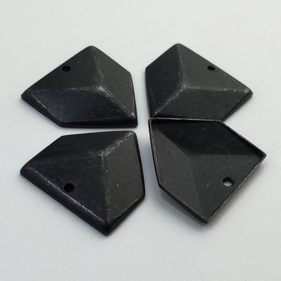 1 Hole Matte Black Plated Plated Geometric Triangle Charms Drops 18x18mm (6) mtl076K