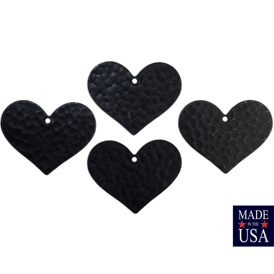 1 Hole Matte Black Plated Hammered Heart Charm Pendant 21x25mm (6) mtl100S