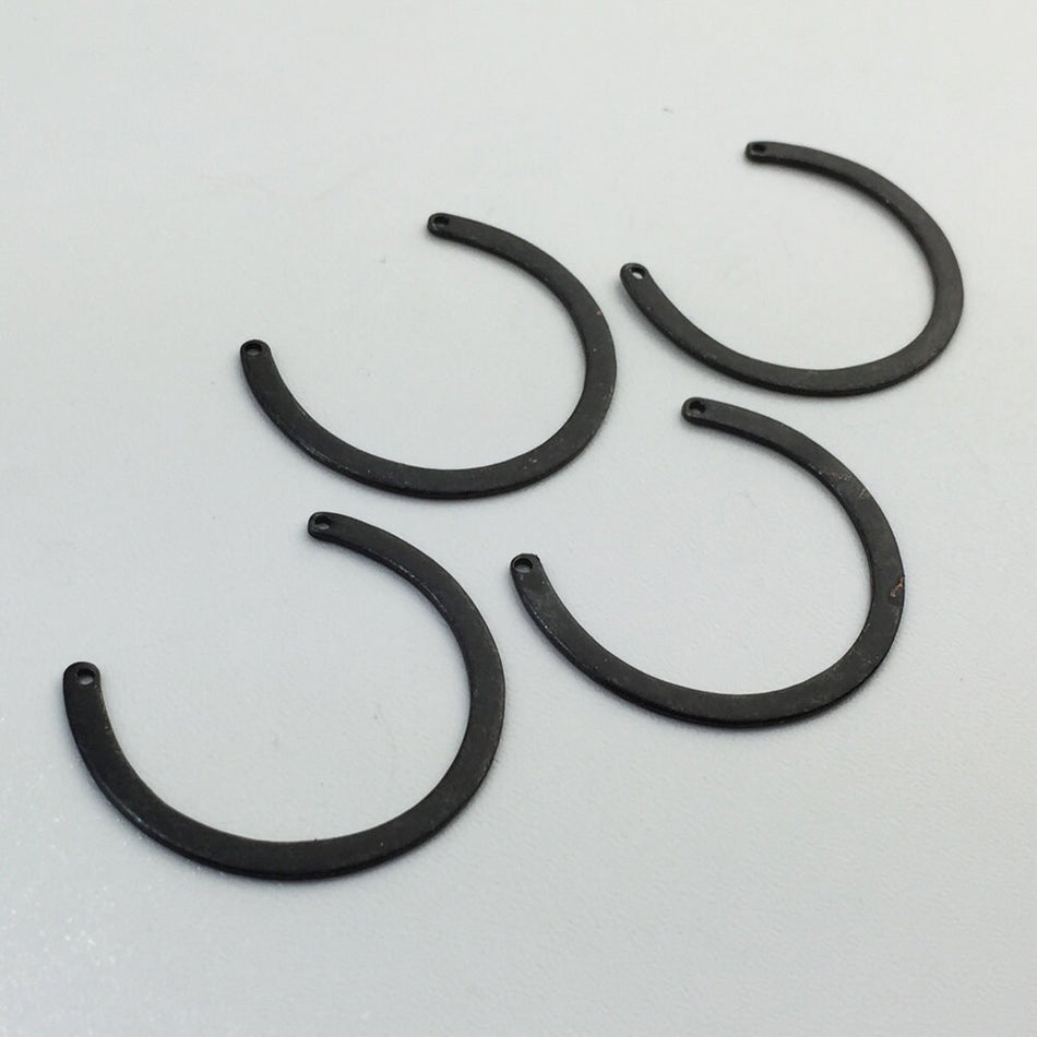 2 Hole Matte Black Plated C Shaped Partial Circle Pendant Charms (8) mtl386E