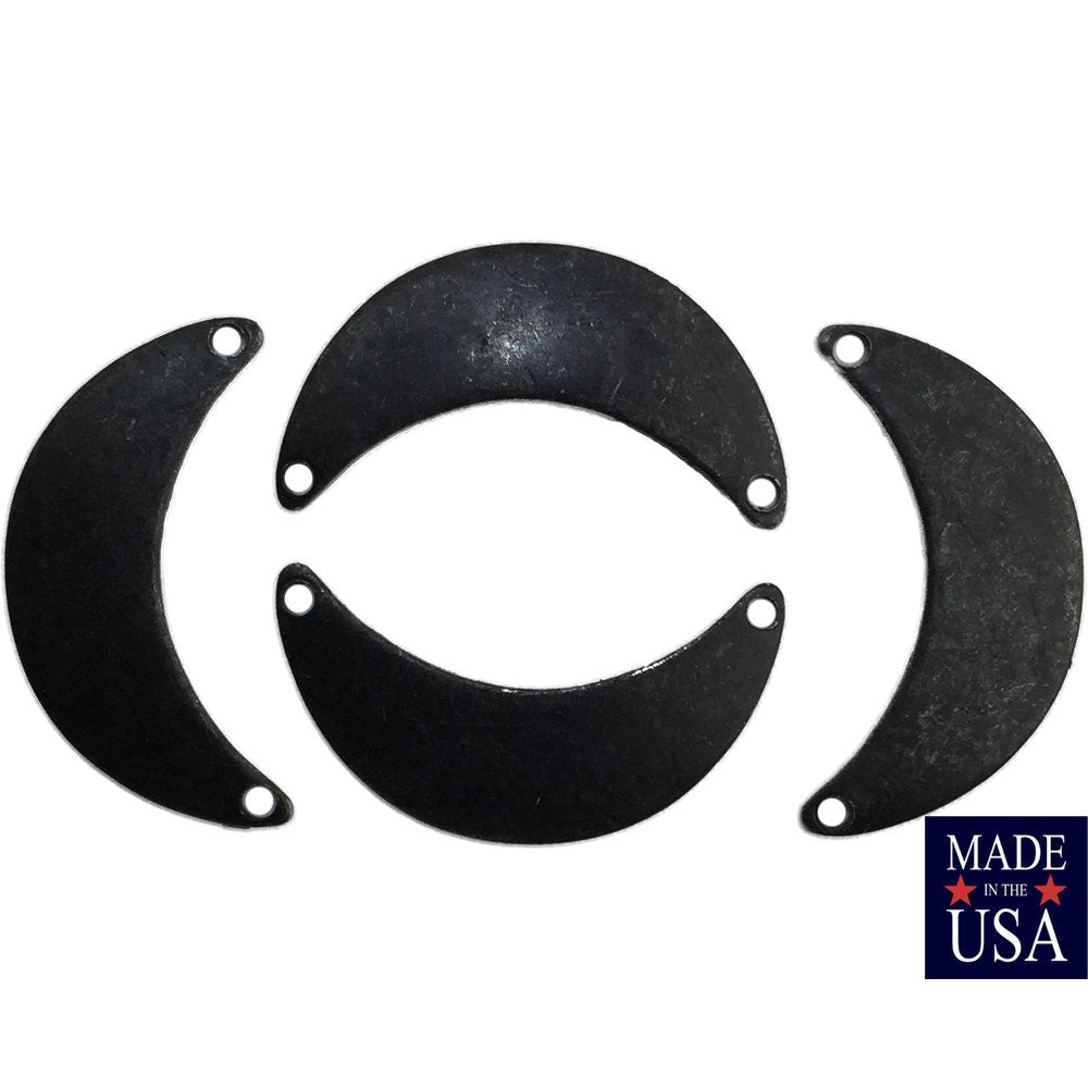 2 Hole Matte Black Small Crescent Pendant Connector (8) mtl388E