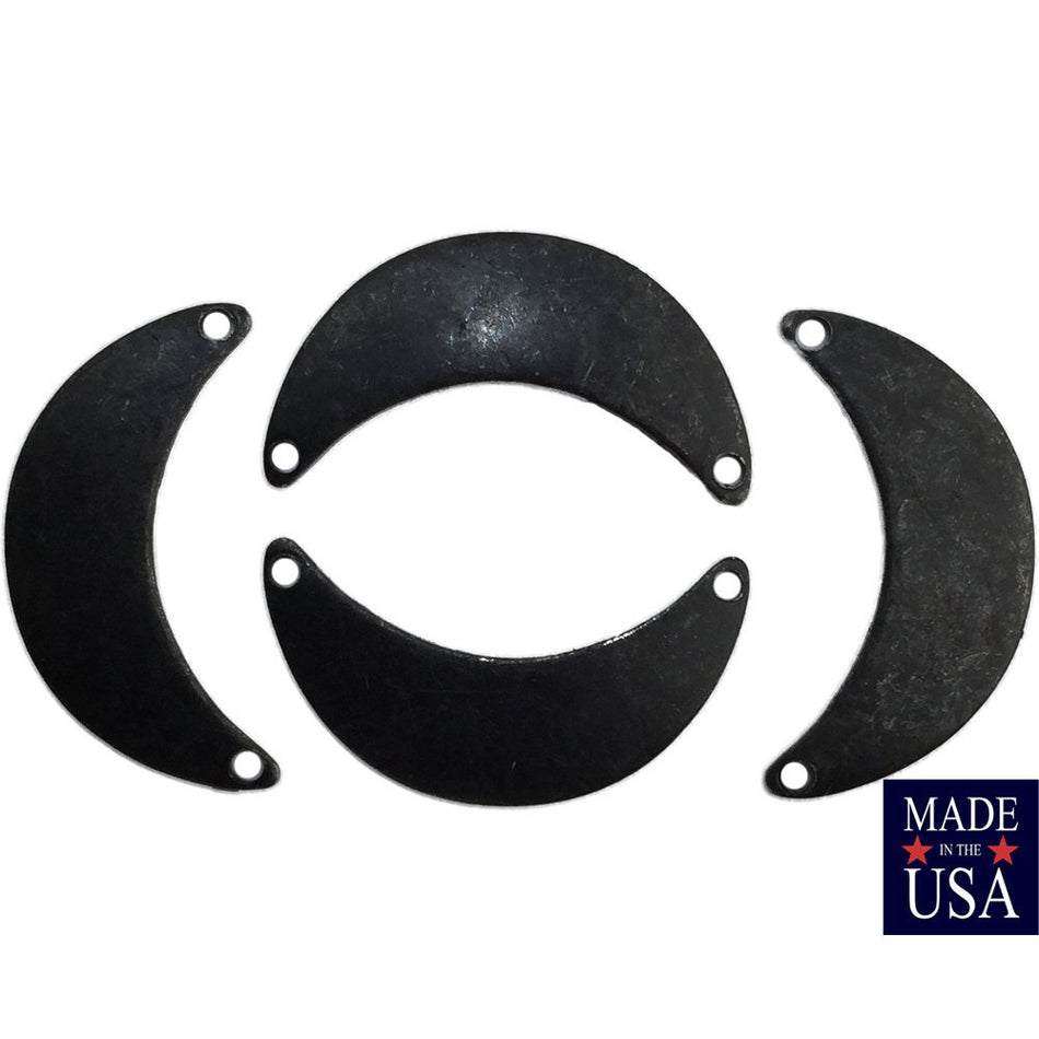 2 Hole Matte Black Small Crescent Pendant Connector (8) mtl388E