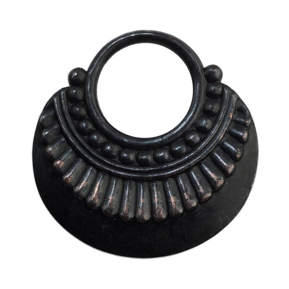 2 Hole Matte Black Small Crescent Pendant Connector (8) mtl388E