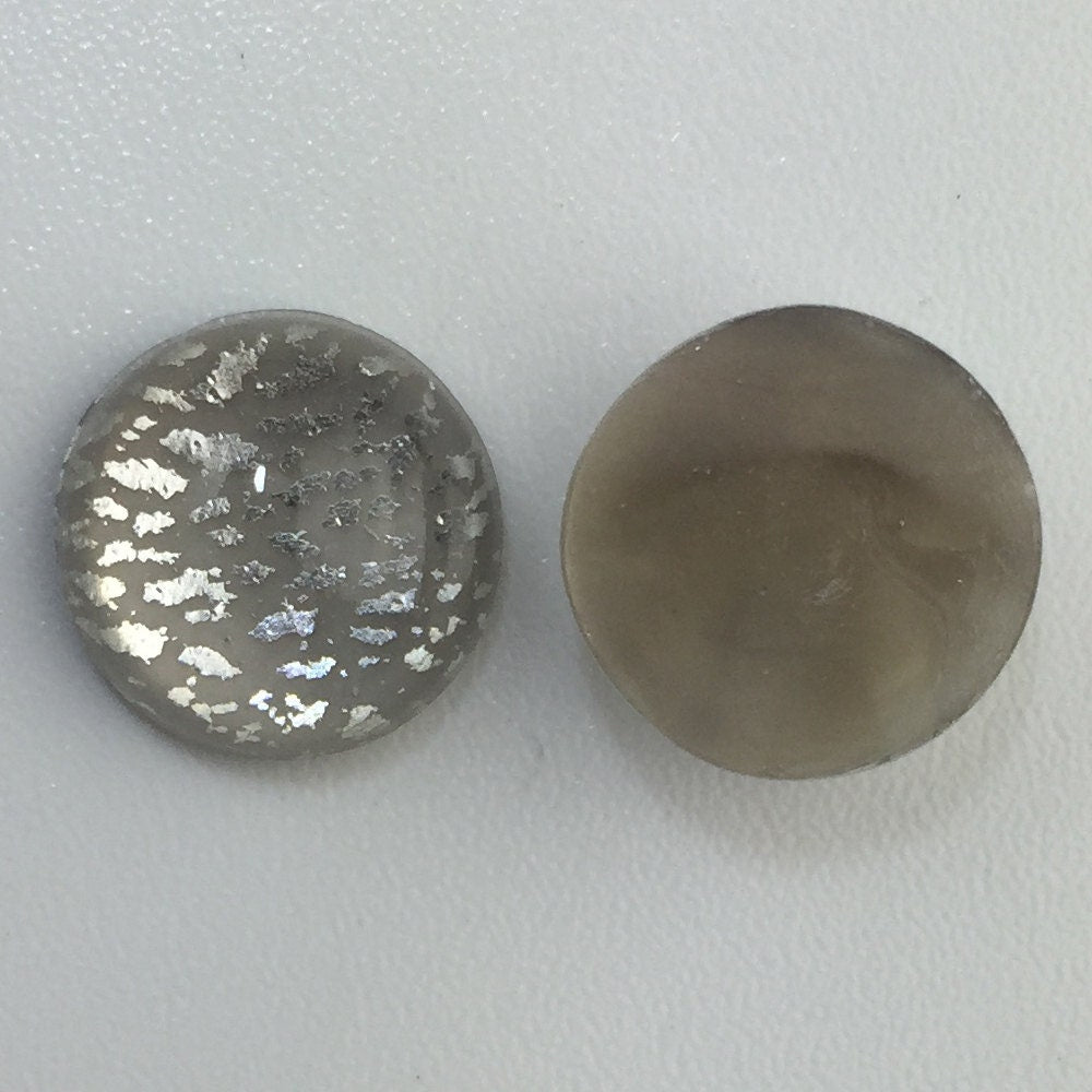Preciosa Handmade Gray Foil Opal Round Cabochon 13mm (2) cab3006L