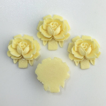 Vintage Style Creamy Ivory Rosebud Rose Cabochons 18mm (4) cab266B