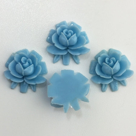 Vintage Style Blue Rosebud Rose Cabochons 18mm (4) cab266