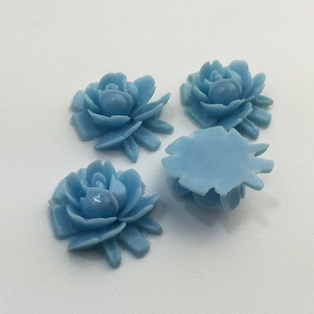 Vintage Style Blue Rosebud Rose Cabochons 18mm (4) cab266