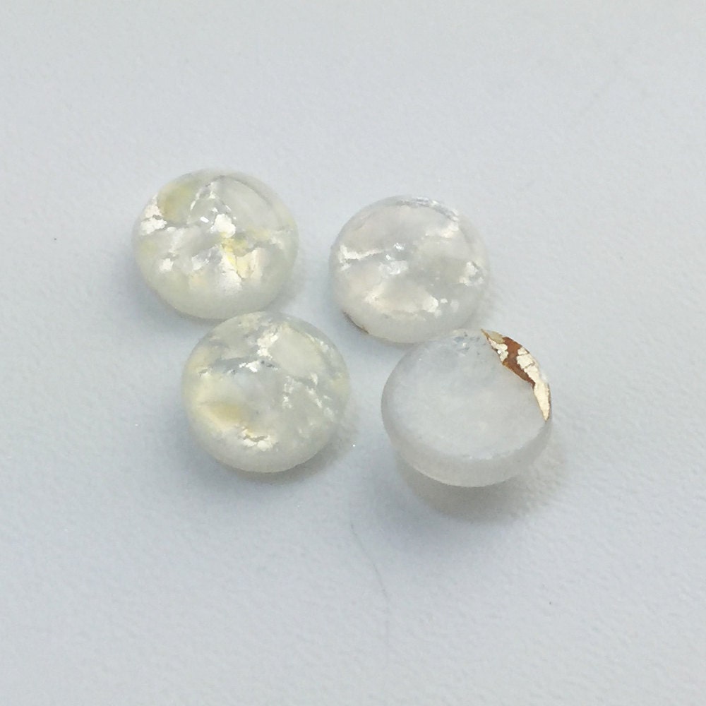 Preciosa Handmade Medium White Opal Glass Cabochons 7mm (4) cab3003P
