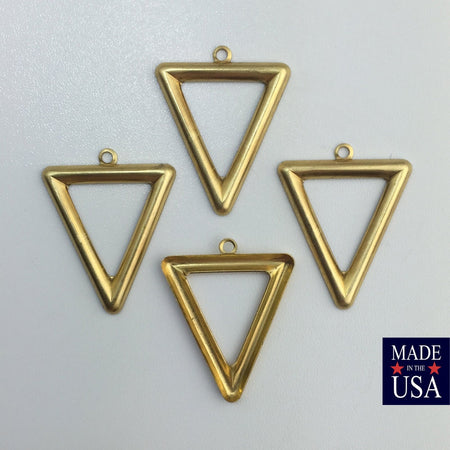 1 Bottom Loop Raw Brass Open Triangle Hoop Pendant (6) mtl418A