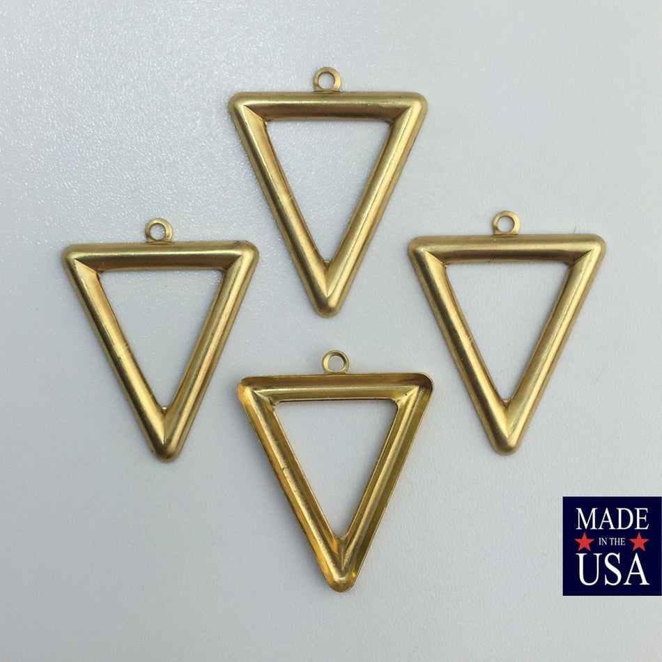 1 Bottom Loop Raw Brass Open Triangle Hoop Pendant (6) mtl418A