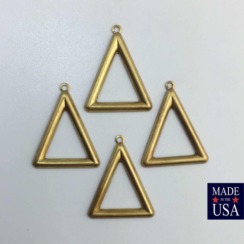 1 Loop Raw Brass Open Triangle Hoop Pendant (6) mtl418B