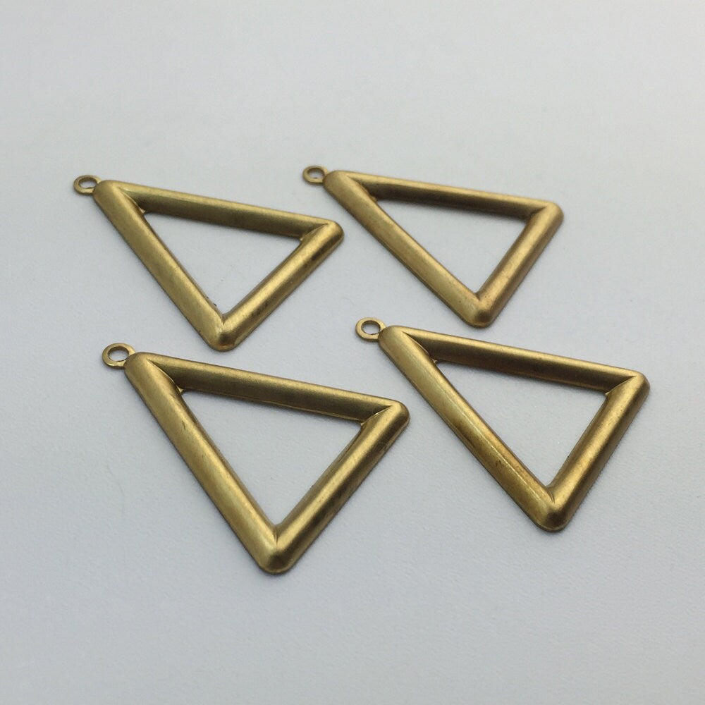 1 Loop Raw Brass Open Triangle Hoop Pendant (6) mtl418B