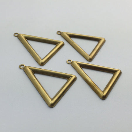 1 Loop Raw Brass Open Triangle Hoop Pendant (6) mtl418B