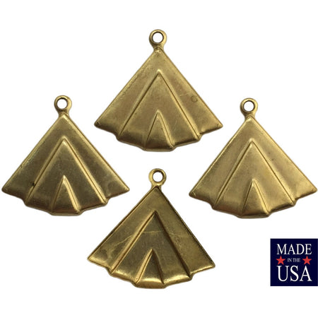 1 Loop Raw Brass Layered Triangle Charm Pendant with Loop (6) mtl391G