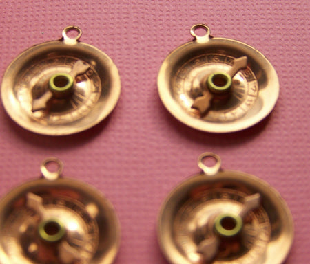 Vintage Copper Roulette Charms Moveable Really Spins (4) chr103F