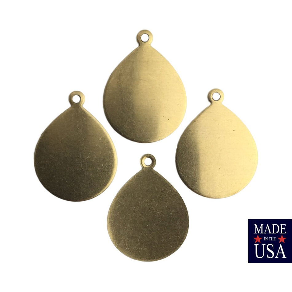 1 Loop Dapped Raw Brass Teardrop Pendant Findings 22x17mm (8) mtl446A