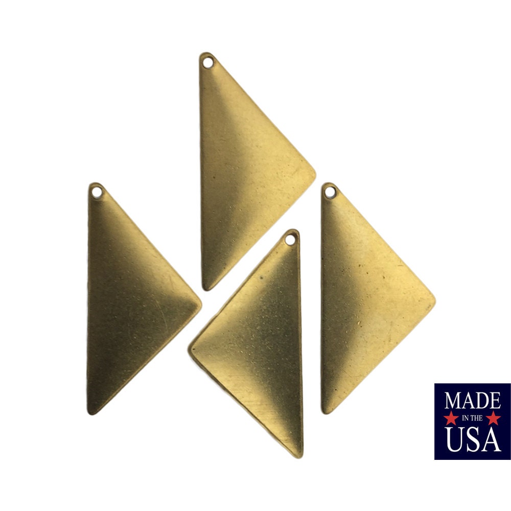 1 Hole Raw Brass Triangle Pendant Findings 25x12 (8) mtl447A
