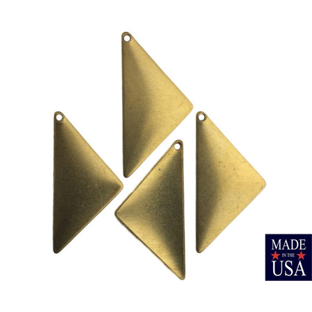 1 Hole Raw Brass Triangle Pendant Findings 25x12 (8) mtl447A