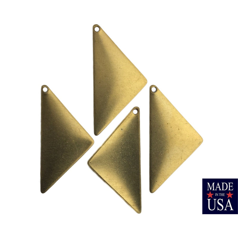 1 Hole Raw Brass Triangle Pendant Findings 25x12 (8) mtl447A