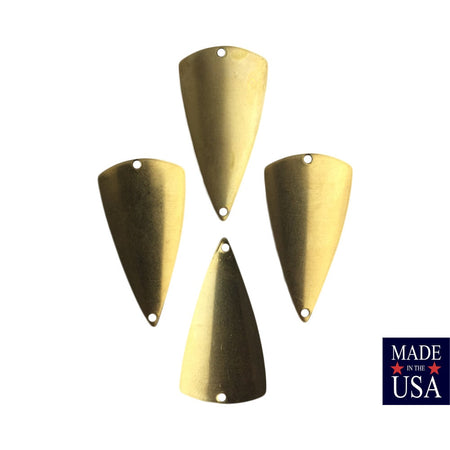 2 Hole Raw Brass Dapped Triangle Connector Pendants (4) mtl363