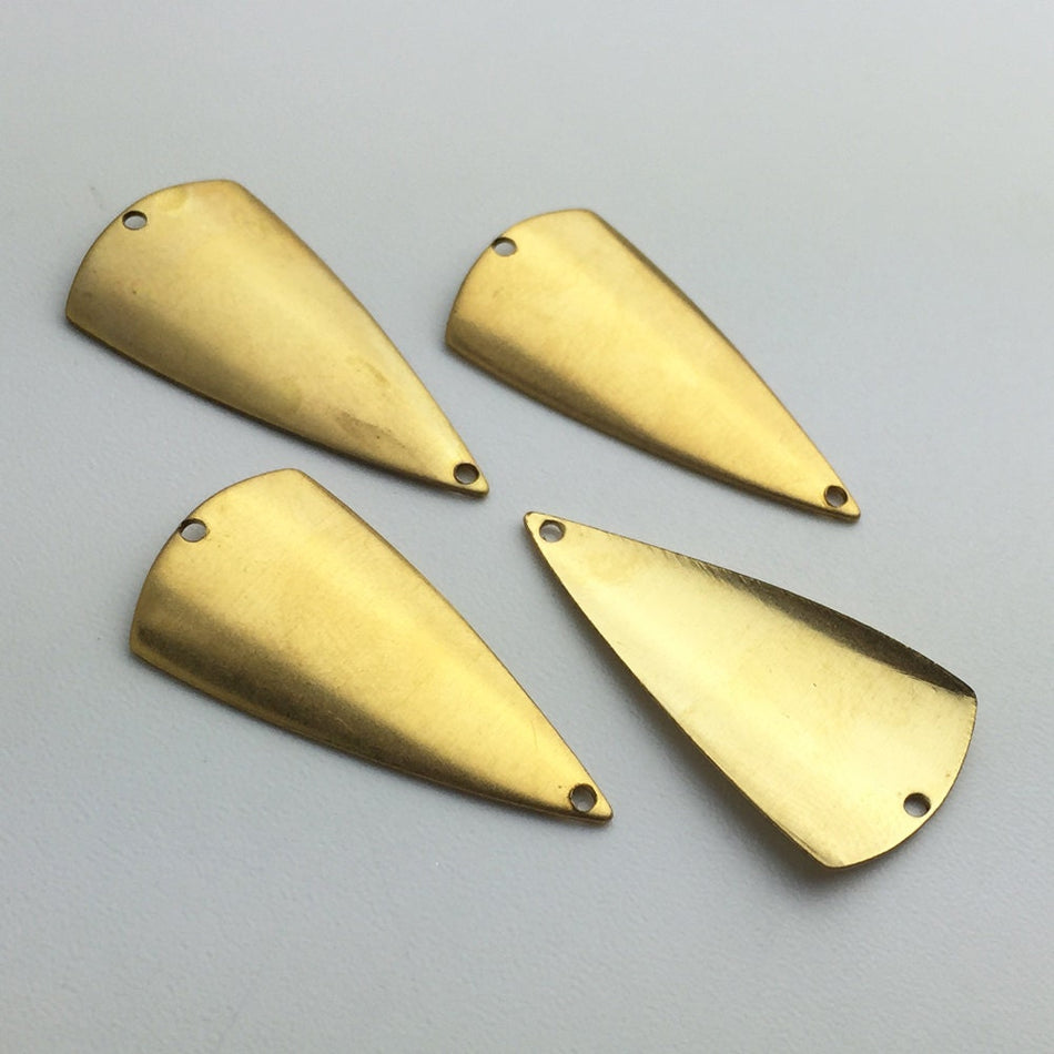 2 Hole Raw Brass Dapped Triangle Connector Pendants (4) mtl363