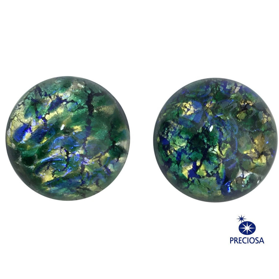 Preciosa Green Foil Opal Round Cabochon 13mm (2) cab3006B