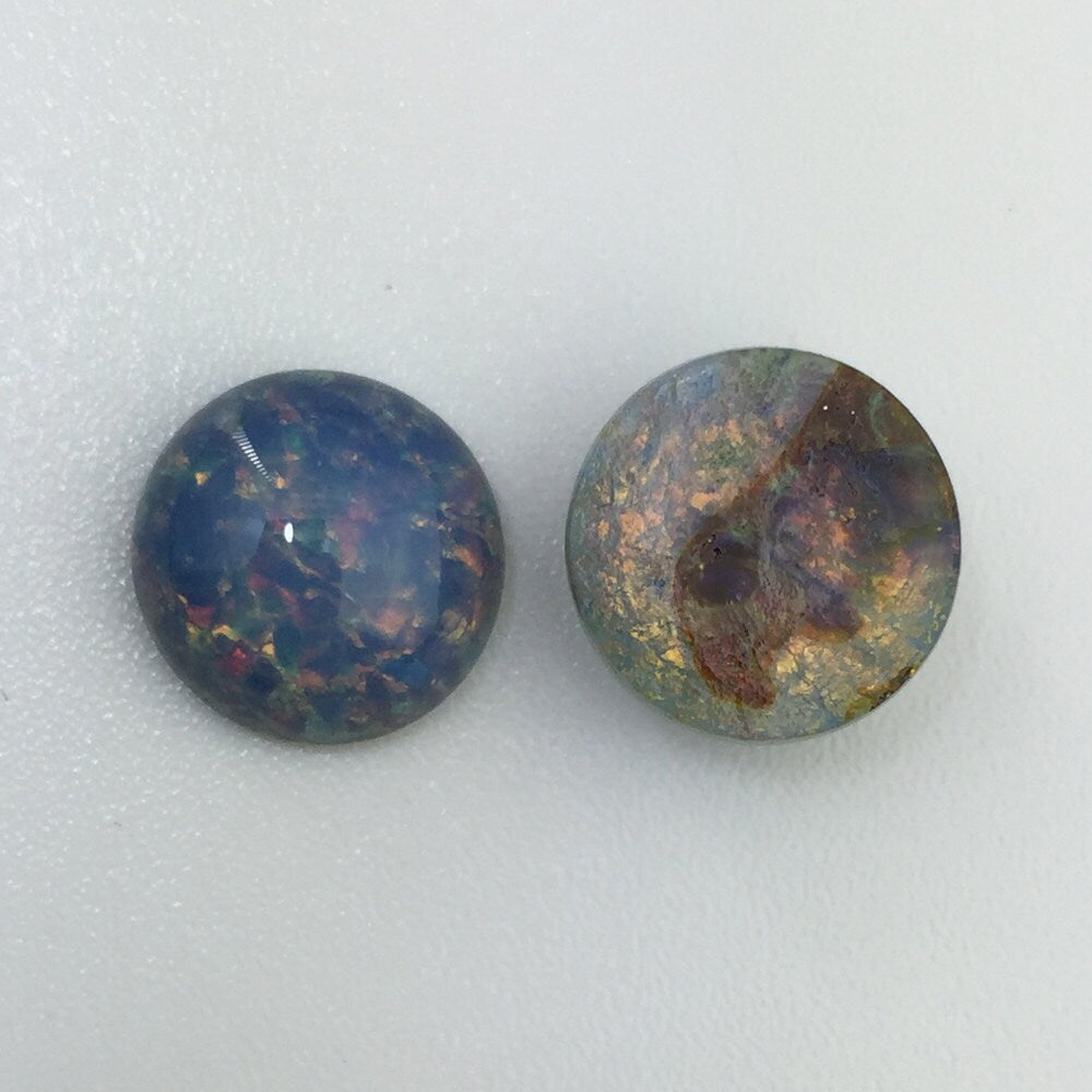 Preciosa Blue Foil Opal Round Cabochon 13mm (2) cab3006C