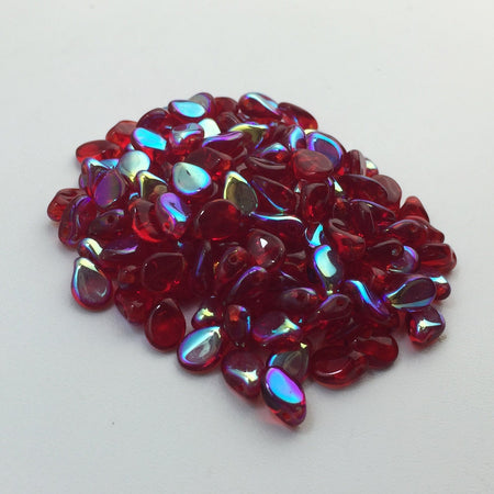 7x5mm Ruby AB Preciosa Czech Pip Glass Beads (50)