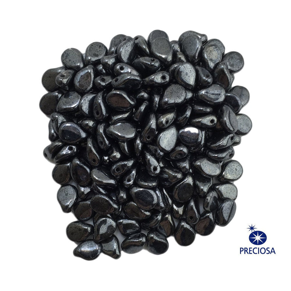 7x5mm Hematite Preciosa Czech Pip Glass Beads (50)