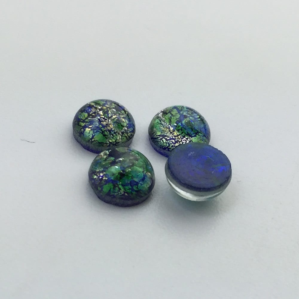 Preciosa Green Foil Opal Round Glass Cabochons 7mm (4) cab3003B