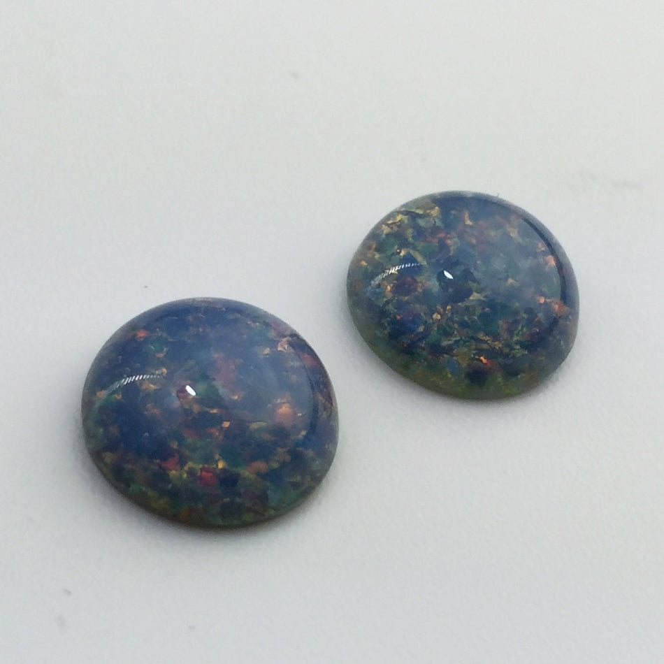 Preciosa Blue Foil Opal Round Cabochon 13mm (2) cab3006C