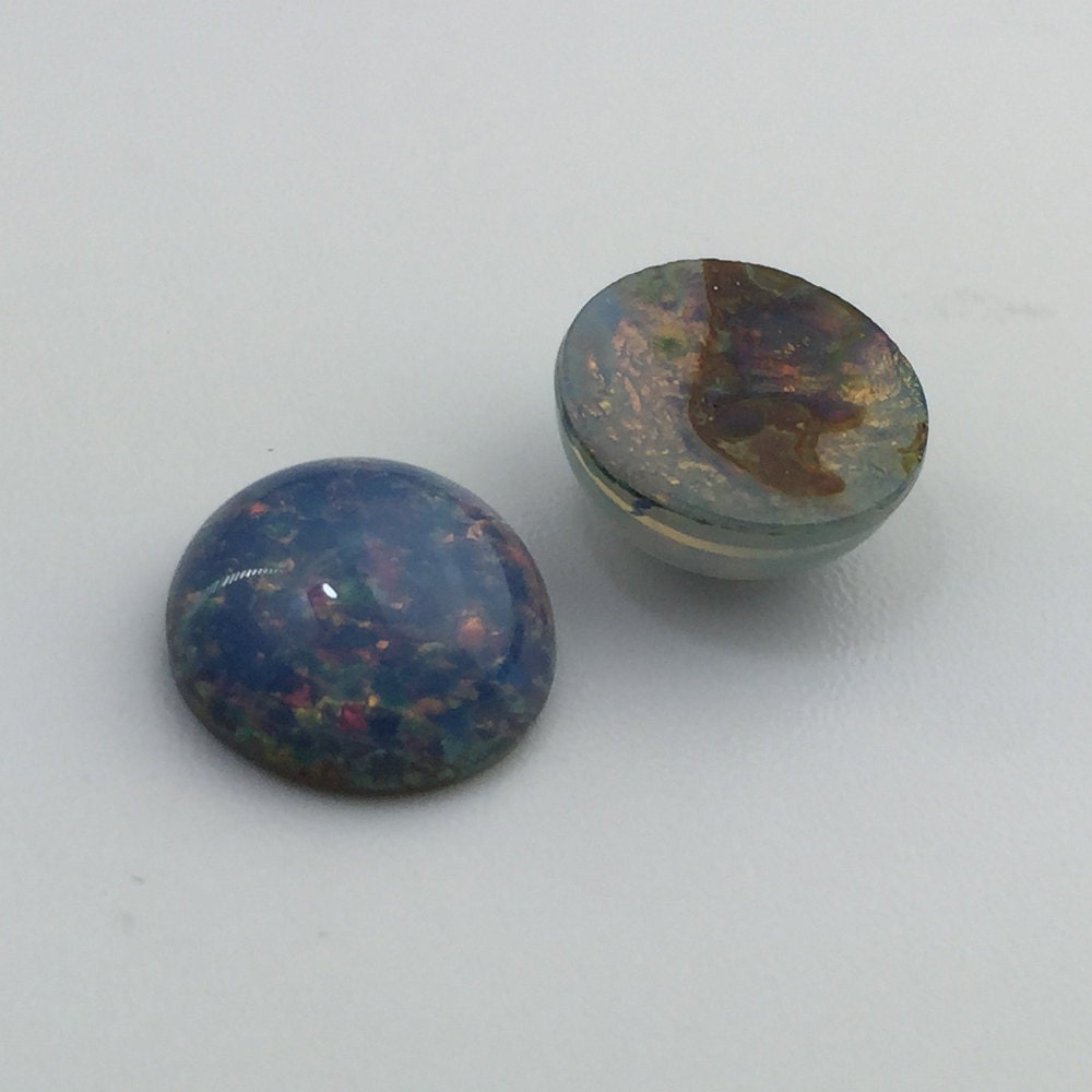 Preciosa Blue Foil Opal Round Cabochon 13mm (2) cab3006C