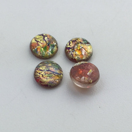 Preciosa Red Foil Opal Round Glass Cabochons 7mm (4) cab3003F