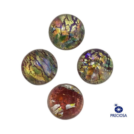 Preciosa Red Foil Opal Round Glass Cabochons 7mm (4) cab3003F
