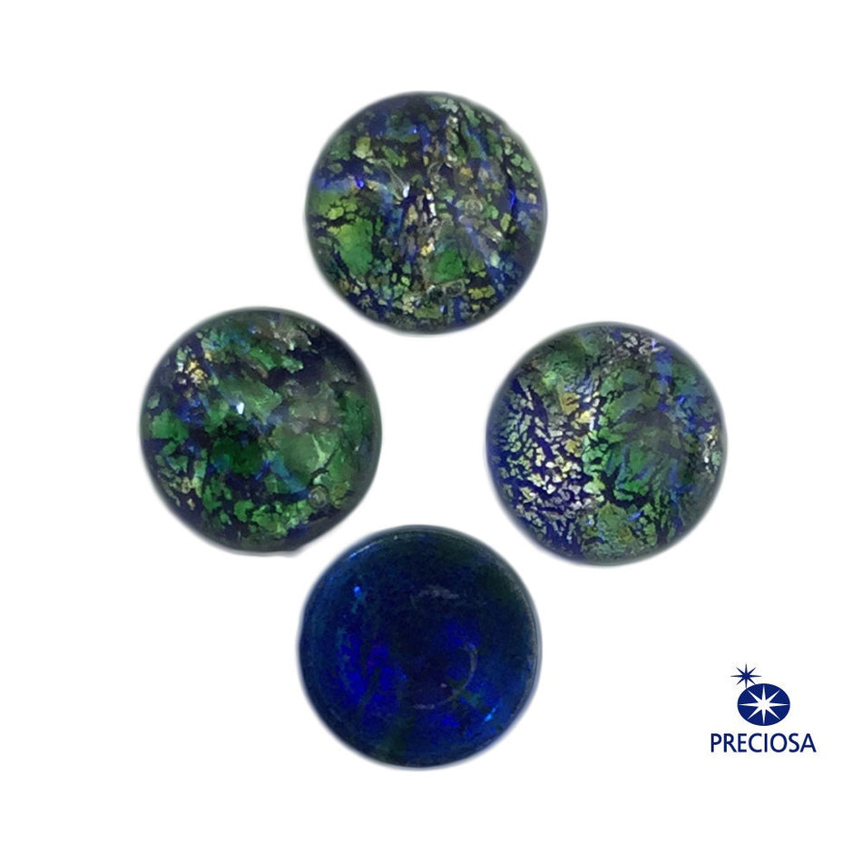 Preciosa Green Foil Opal Round Glass Cabochons 7mm (4) cab3003B