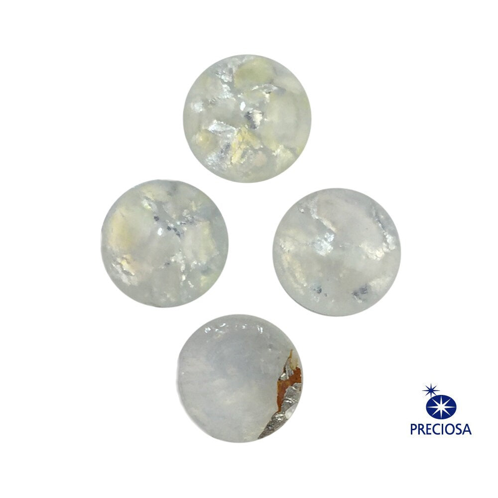 Preciosa Handmade Medium White Opal Glass Cabochons 7mm (4) cab3003P